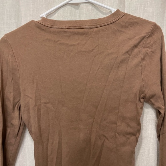 Michael Stars tan taupe long sleeve shirt size 0 S Made in USA - Picture 11 of 11